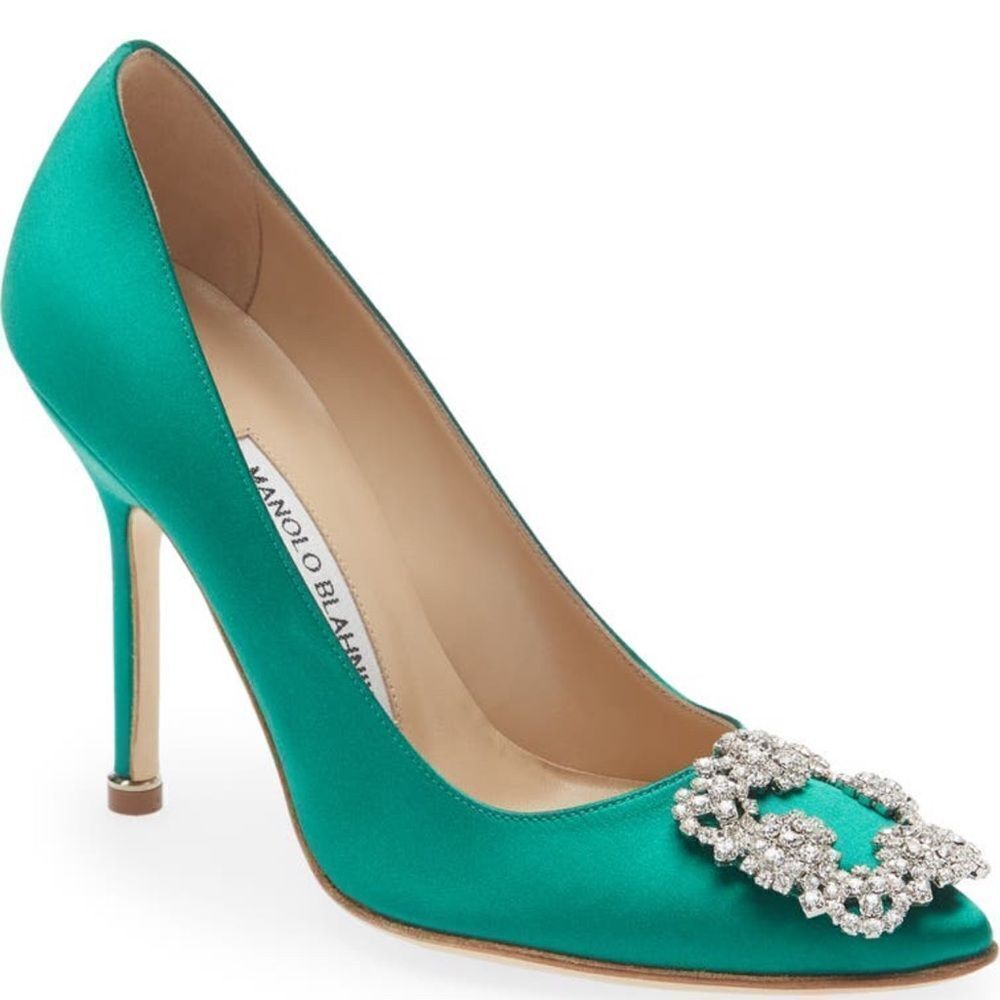 Manolo Blahnik Hangisi Crystal Buckle Pump